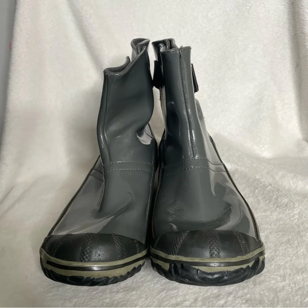 Sorel NL2155 028 Slimboot Pull On Glow Womens 10 Gray Ankle‎ Rain Boots
